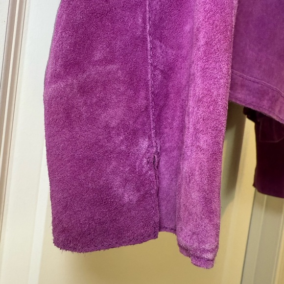 VINTAGE Jones New York Vibrant Purple Leather Suede Jacket PERFECT Size XL - Picture 7 of 11